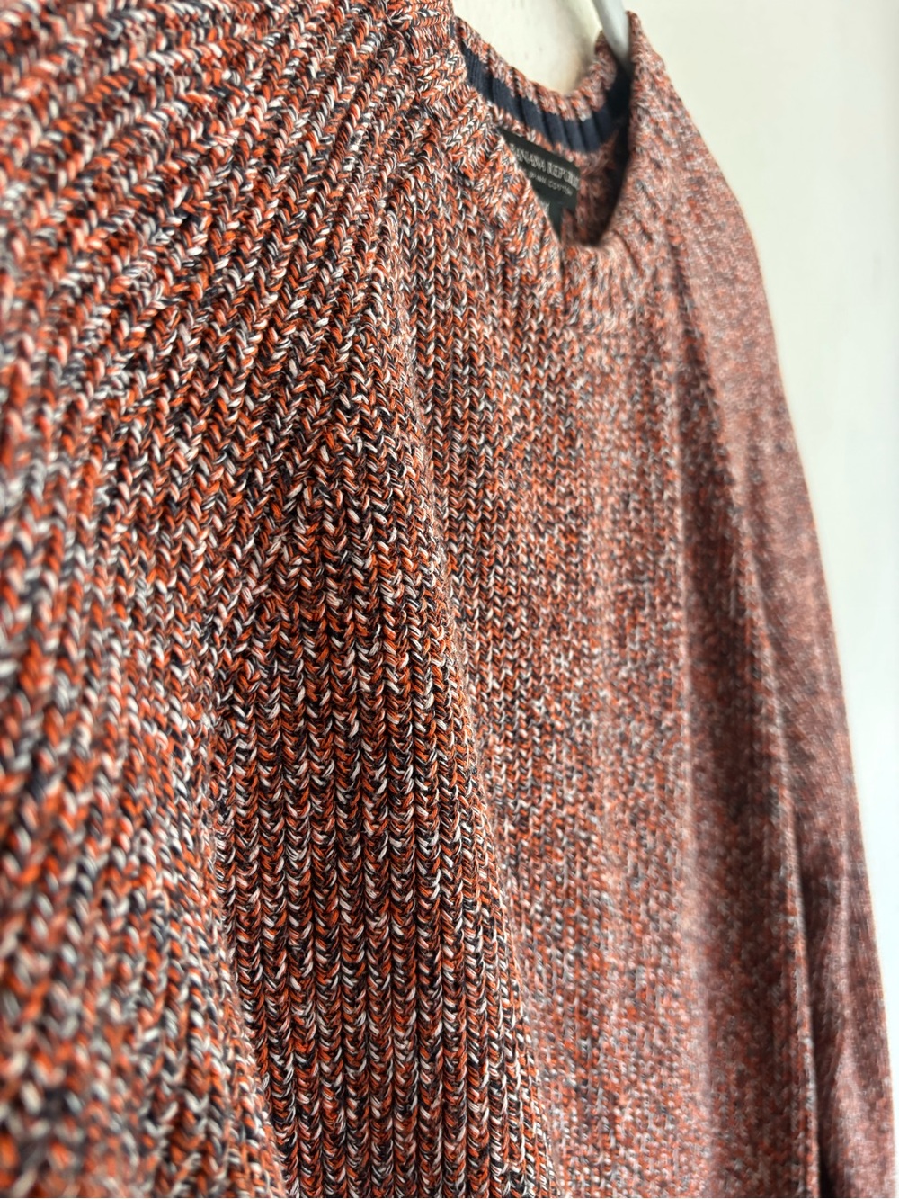 Banana Republic Men's Heathered Heavyweight Orange Crewneck Sweater